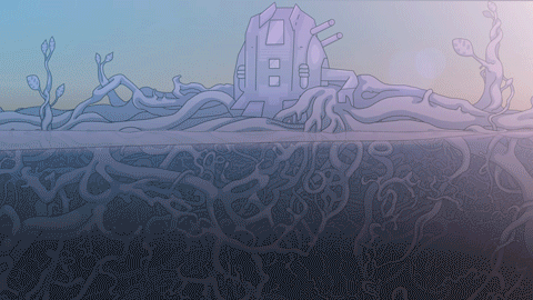 seaweed bloom islands on 82 G. Eridani-f . From the animation Lessons from around the Cosmos